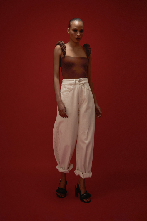 BODY ALÇA DRAPE CAFÉ