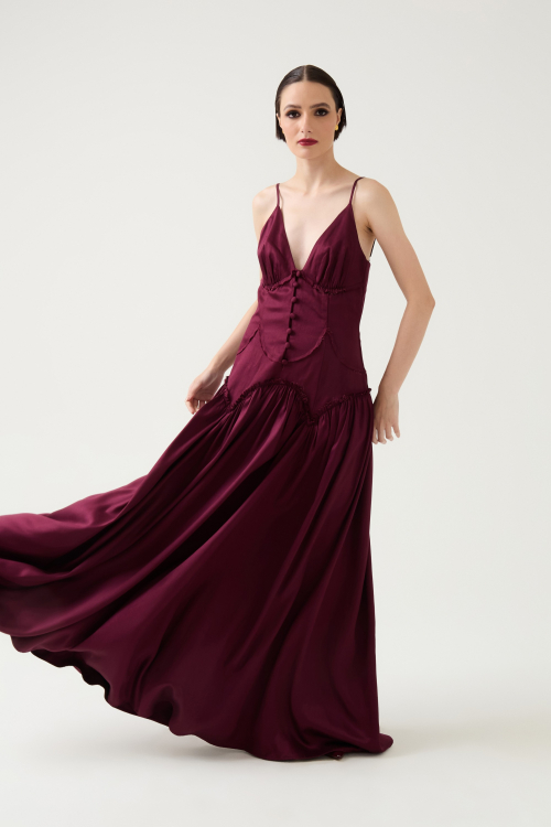 Aluf — ALUF - Vestido Arlequim Vinho Lenzing™ Ecovero™ Tencel™