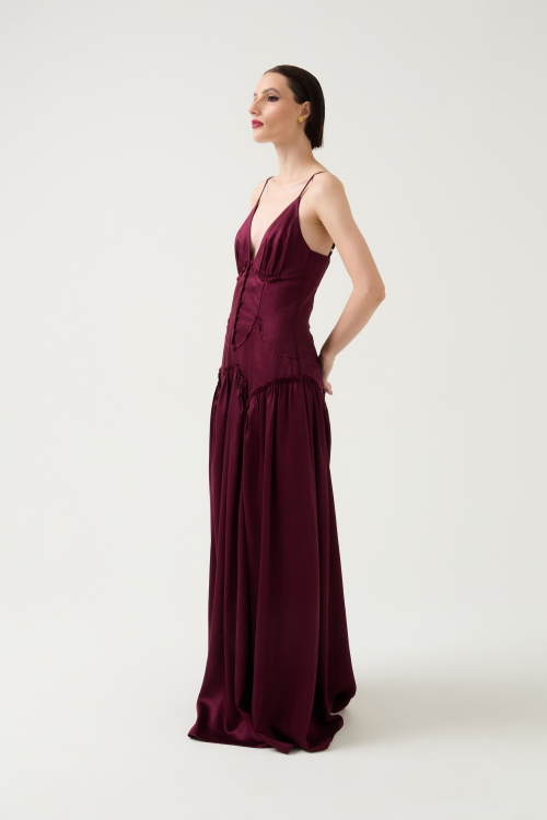 Aluf — ALUF - Vestido Arlequim Vinho Lenzing™ Ecovero™ Tencel™
