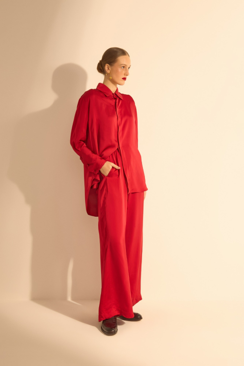 CAMISA CETIM VERMELHO