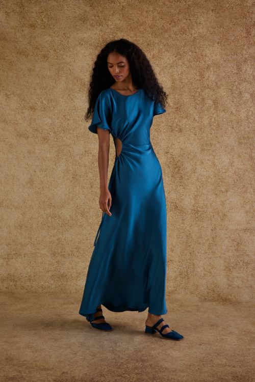 Aluf — VESTIDO CETIM AZUL PETRÓLEO