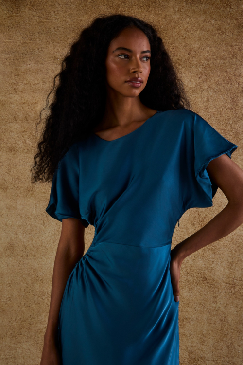 Aluf — VESTIDO CETIM AZUL PETRÓLEO