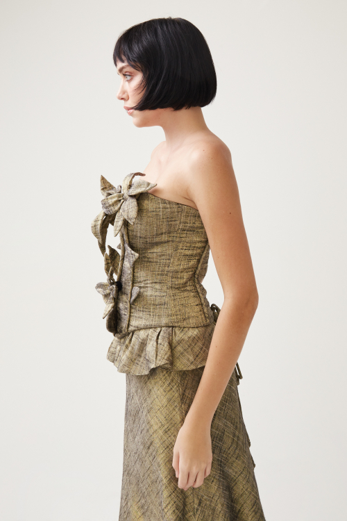 Aluf — ALUF - Corset Buquê Preto Com Dourado