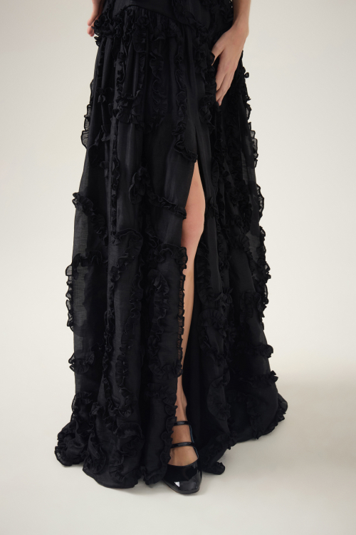 Aluf — ALUF - Vestido Saltin Longo Ateliê Preto