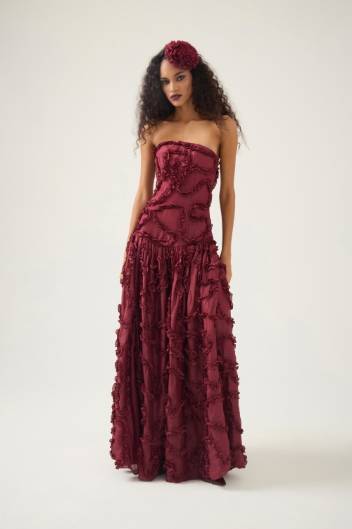 VESTIDO SALTIN LONGO ATELIÊ VINHO