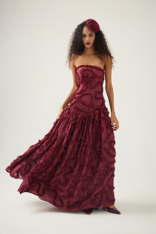 Aluf — ALUF - Vestido Saltin Longo Ateliê Vinho