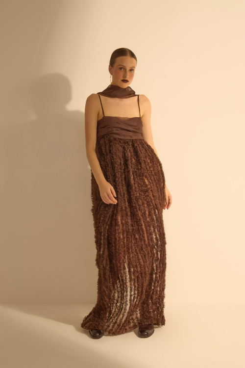 Aluf — VESTIDO CARTAS TABACO