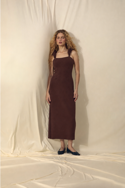 VESTIDO CECI BOUCLÉ TABACO	