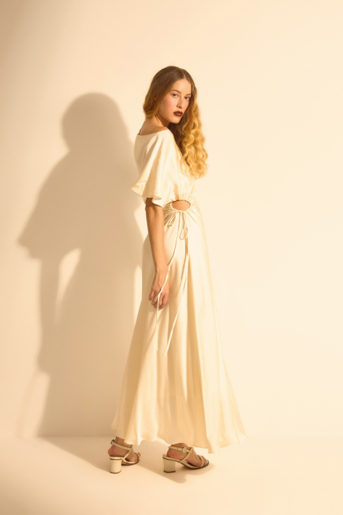 VESTIDO CETIM OFF WHITE
