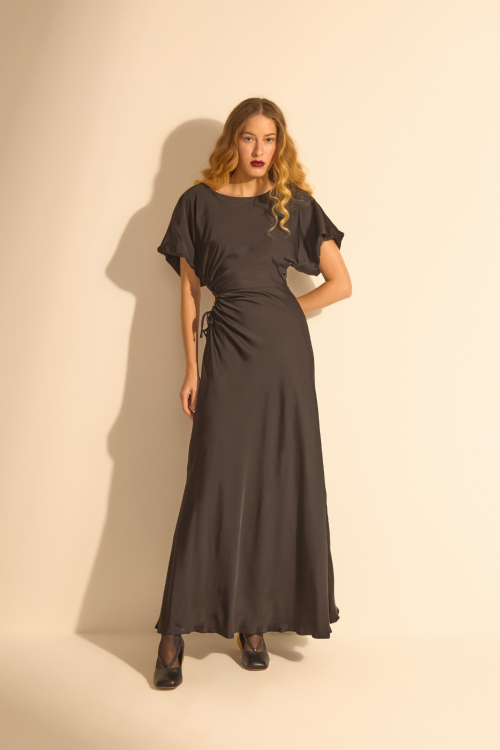 VESTIDO CETIM PRETO