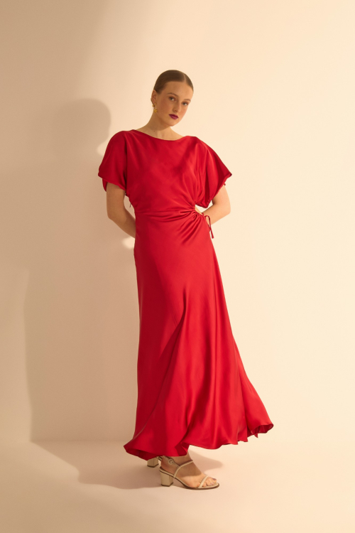 Aluf — VESTIDO CETIM VERMELHO
