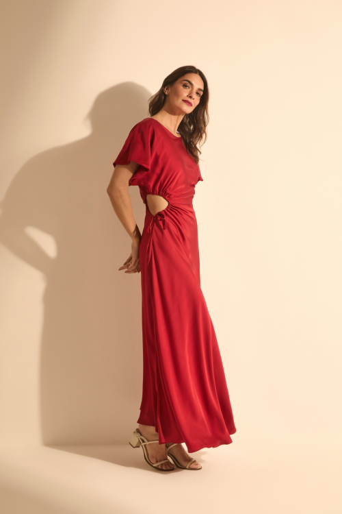 VESTIDO CETIM VERMELHO