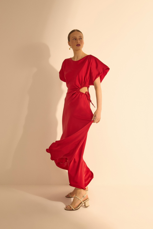 Aluf — VESTIDO CETIM VERMELHO