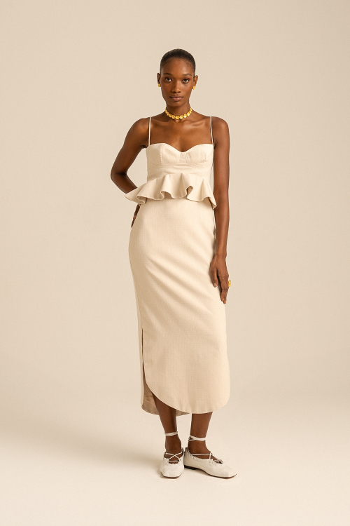 VESTIDO LAURIANO BEGE