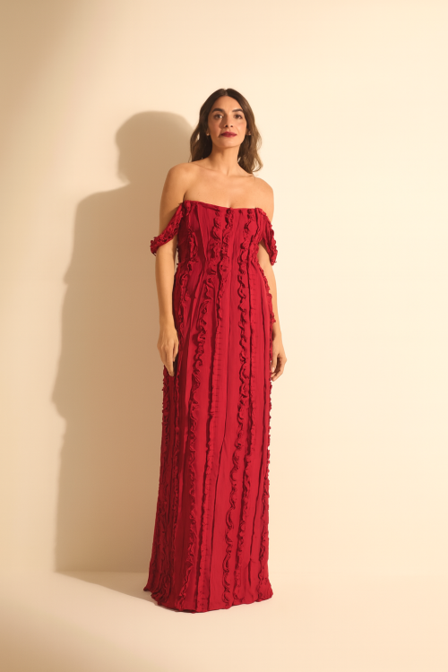 VESTIDO POEMA LONGO VERMELHO